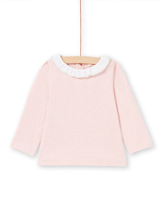 T-shirt rose et blanc bébé fille MIJOBRA2 / 21WG0914BRAD314