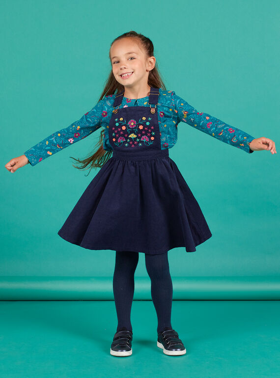 Robe salopette bleu marine enfant fille MATUROB4 / 21W901K3ROB070