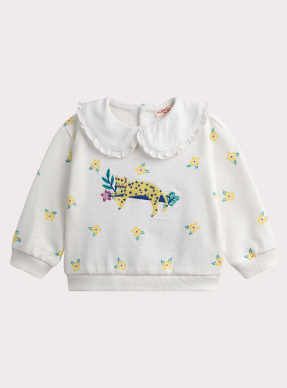 Sweat Shirt écru pour bébé fille  WIBOSWE / 25SG09R1SWEA001