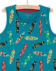 Ensemble de pyjama débardeur et short bleu à imprimé skateboard turquoise enfant garçon NEGOPYCSKA / 22SH12H1PYJC217