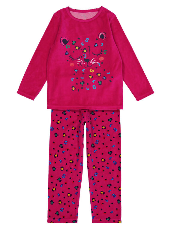 Pyjama rose en velours enfant fille GEFAPYJTER / 19WH11N1PYJD320