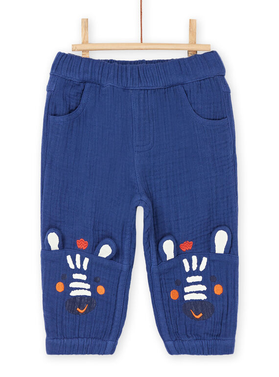 Pantalon bleu majorelle à motif zèbre RUNAUPAN3 / 23SG10N3PANC231
