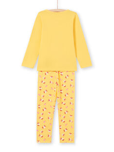 Ensemble pyjama T-shirt et pantalon jaune et orange enfant fille MEFAPYJFOX / 21WH1174PYG010