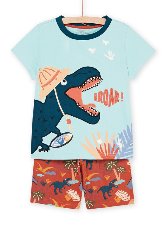 Pyjama bleu clair et rouge brique à motifs et imprimé dinosaures REGOPYCAVEN / 23SH12H6PYJ213