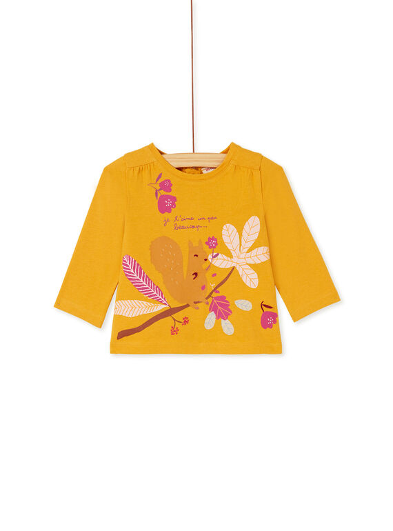 Tee-shirt manche longue jaune bébé fille KIRETEE2 / 20WG09G1TML107
