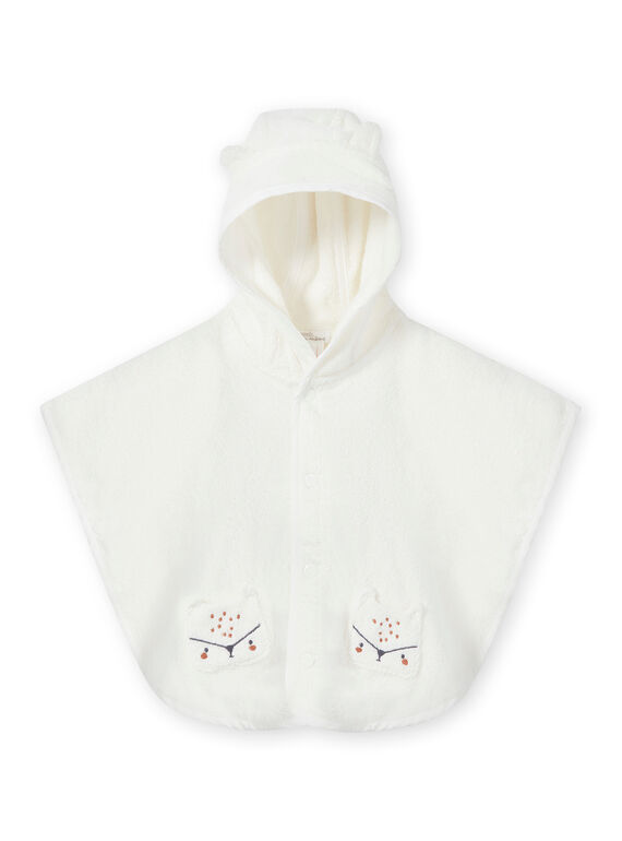 Cape de bain écrue à capuche motif renard naissance mixte MOU1CAP / 21WF4241POI001