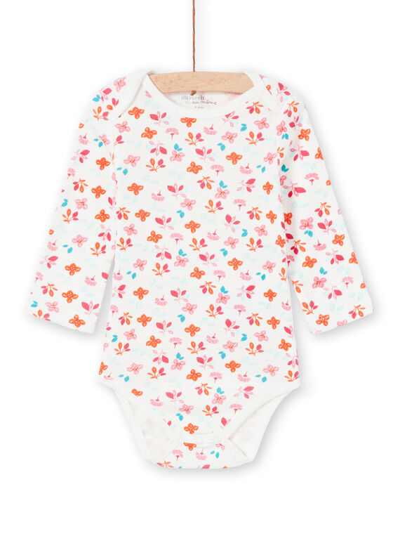 Body écru manches longues imprimé fleuri LEFIBODBOU / 21SH1327BDL001