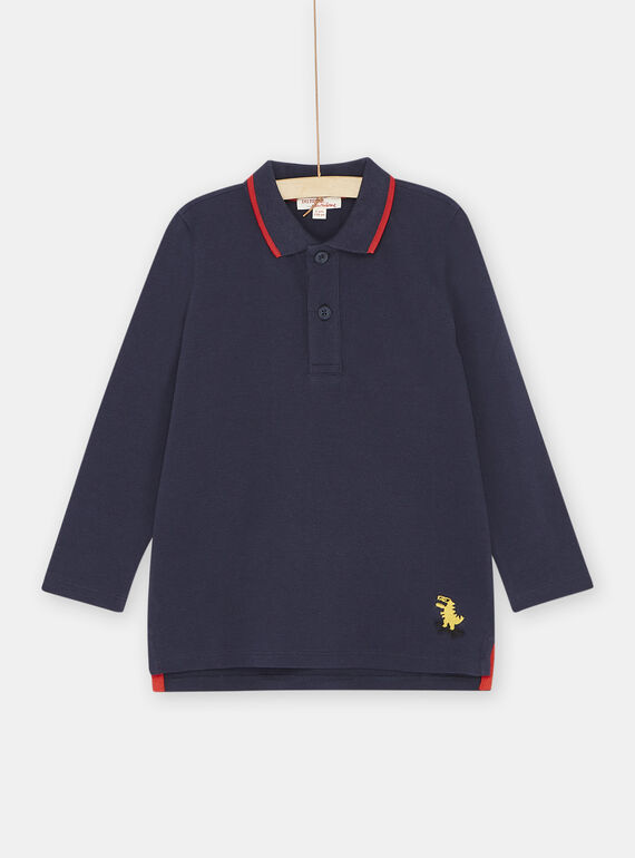 Polo bleu marine à broderie dinosaure garçon SOJOPOL1 / 23W902B2POL705