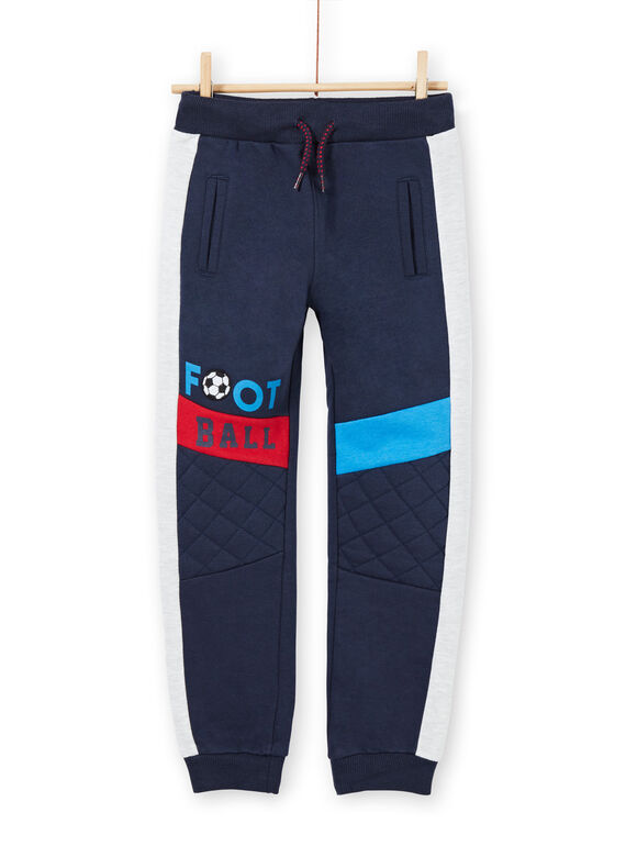 Bas de jogging bleu marine motif football enfant garçon LOHAJOG / 21S902X1JGB705