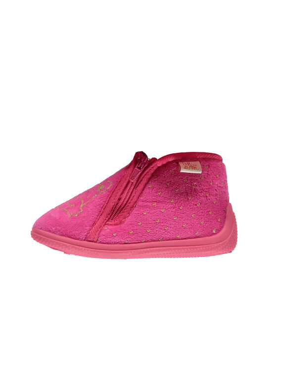 Chausson velours fuchsia glitter bébé fille GBFBOTFOX / 19WK37Z2D0A304