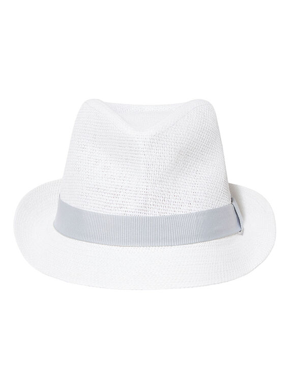 Chapeau garçon blanc avec ruban gris JYOPOECHA / 20SI02G1CHA000