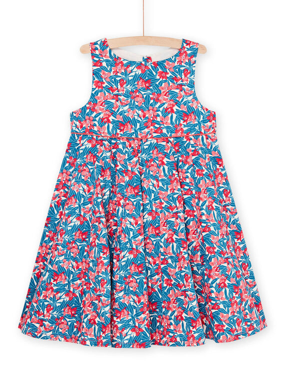 Robe longue bleue et rose à imprimé fleuri RABLEROB1 / 23S90133ROB001