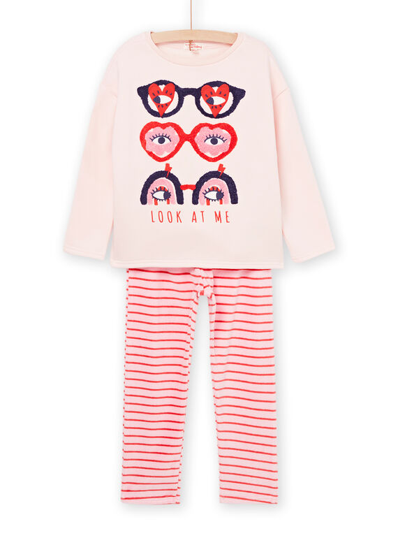 Pyjama T-shirt et pantalon en velours à imprimé lunettes. PEFAPYJSUN / 22WH1134PYJ307