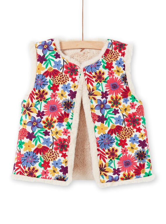 Gilet en fausse fourrure réversible écru enfant fille MAMIXCAR3 / 21W901J3CAR009