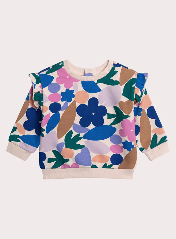 Sweat-shirt fleuri pour bébé fille XIBLUSWE / 25WG09N1SWE114