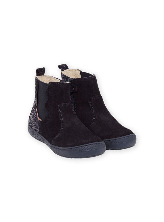 Chelsea boots en croûte de cuir marine avec détails fantaisie à l'arrière PABOOTSTAR / 22XK3581D0D070