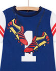 Ensemble de pyjama T-shirt et short à imprimé football bleu électrique enfant garçon NEGOPYCFOOT / 22SH12H3PYJ217