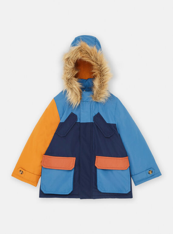 Parka à capuche orange et bleu SOGROPAR1 / 23W902C1PARC226