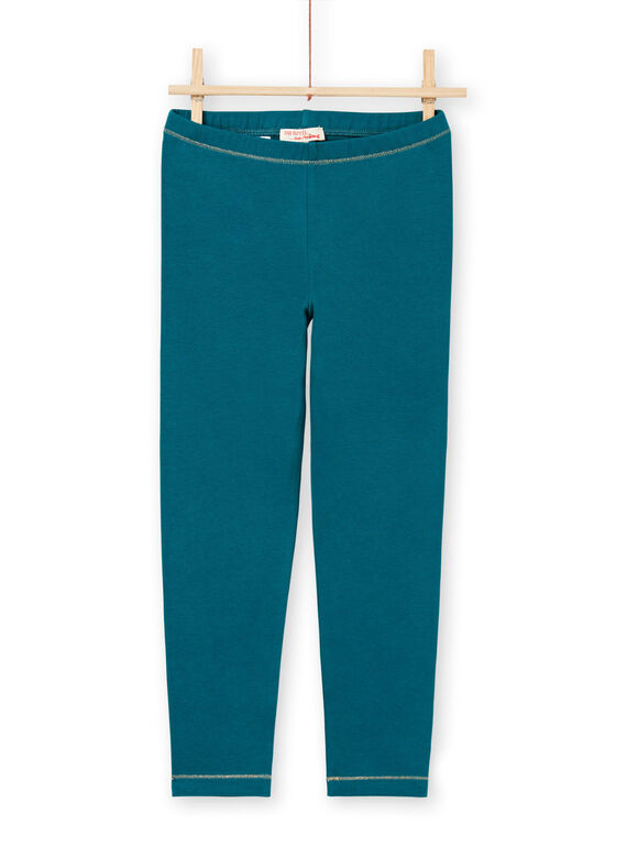 Legging turquoise détails dorés enfant fille MYAJOLEG4 / 21WI0114CAL714
