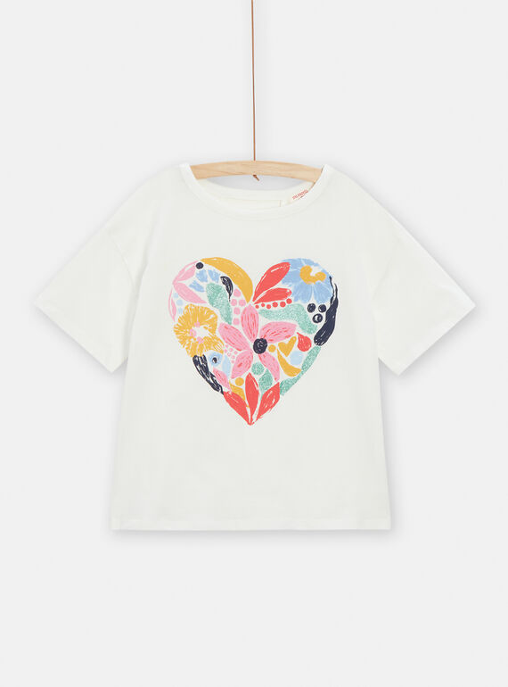 T-shirt écru ouvert dans le dos pour fille TACLUTI3 / 24S901O3TMC001