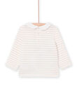 T-shirt écru manches longues et col en voile PIPRIBRA / 22WG09P1BRA001