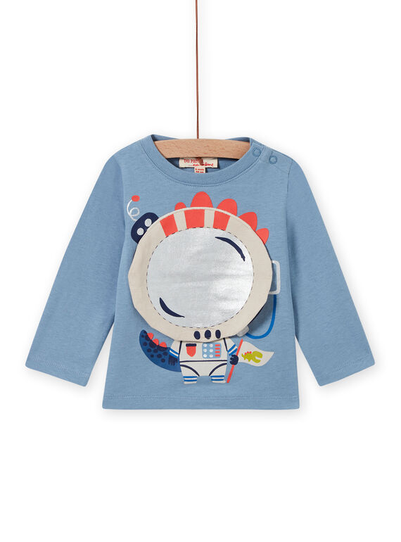 T-shirt bleu horizon animation dragon astronaute bébé garçon MUPLATEE1 / 21WG10O2TML216