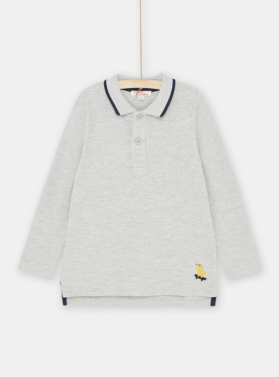 Polo gris chiné à broderie dinosaure garçon SOJOPOL3 / 23W902B3POLJ922