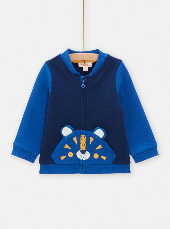 Gilet bleu style teddy à motif tigre pour bébé garçon TUJOGIL1 / 24SG1081GILC214