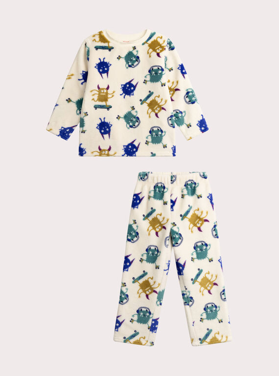 Pyjama écru en polaire pour garçon  VEGOPYJBOA1 / 24WH1294PYJ001