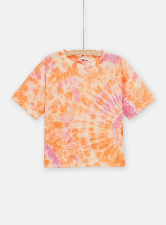 T-shirt tie and dye orange et rose pour fille TAJOTI7 / 24S901C4TMC001