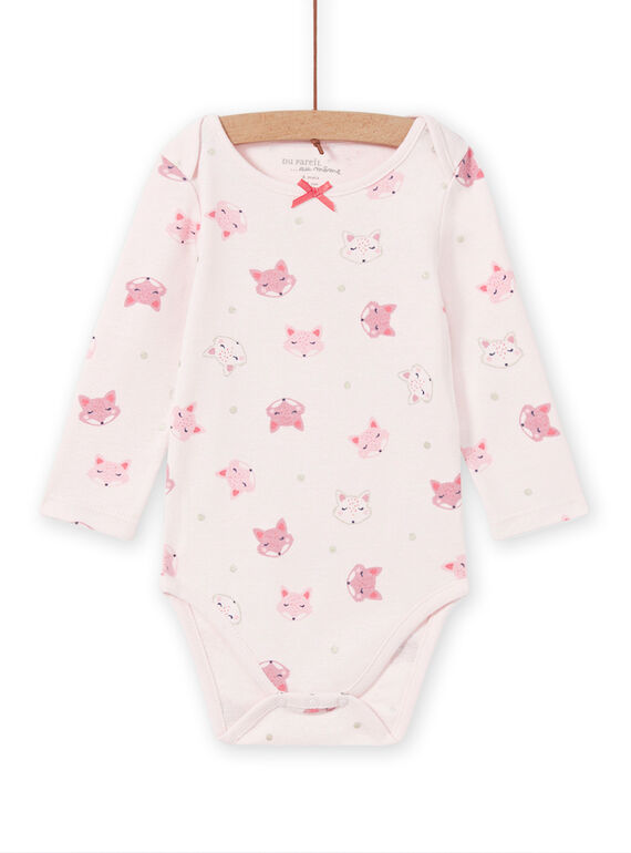 Body manches longues rose imprimé renard bébé fille MEFIBODTET / 21WH13C1BDL632