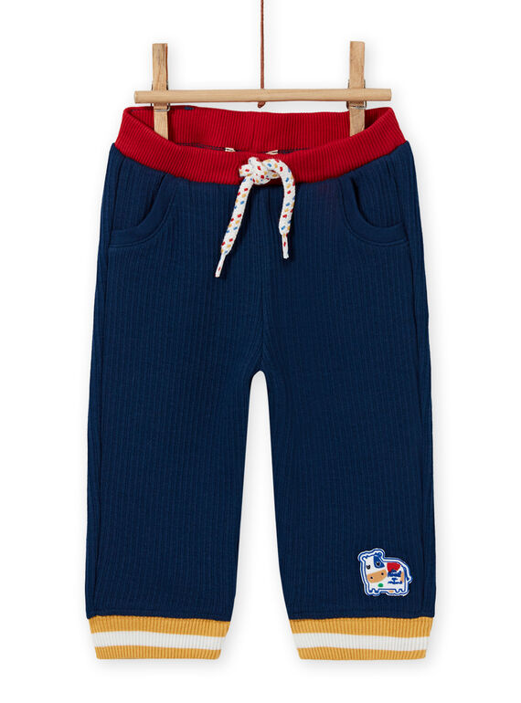 Pantalon bleu nuit détails contrastés bébé garçon MUMIXPAN1 / 21WG10J2PAN713