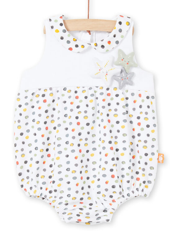 Barboteuse blanche et jaune à pois naissance fille LOU2BAR / 21SF03I1BAR000