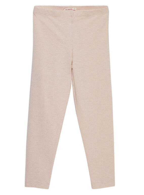 Legging rose pâle à rayures dorées enfant fille JYAPOELEG1 / 20SI01G2CAL301