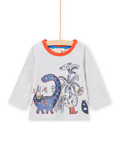 T-shirt gris chiné manches longues motifs dinosaures bébé garçon MUPATEE3 / 21WG10H2TML943