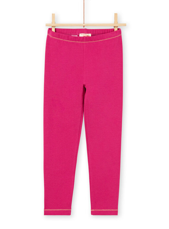 Legging rose foncé détails dorés enfant fille MYAJOLEG3 / 21WI0111CALD312