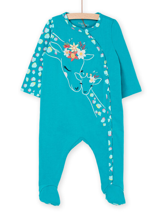 Grenouillère turquoise à motif girafes REFIGREMAM / 23SH13H4GRE202