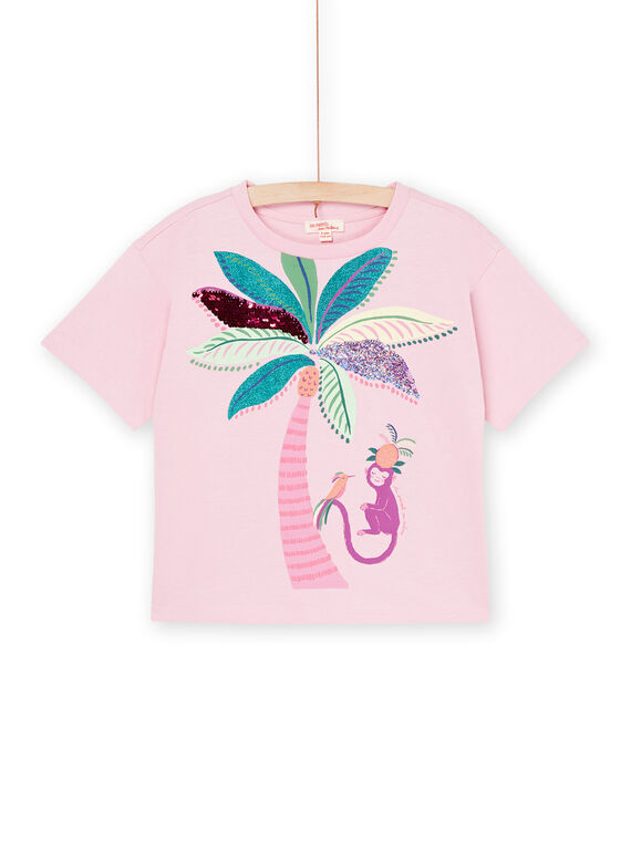 T-shirt rose à animation exotique RAEXOTI2 / 23S901V3TMCD315