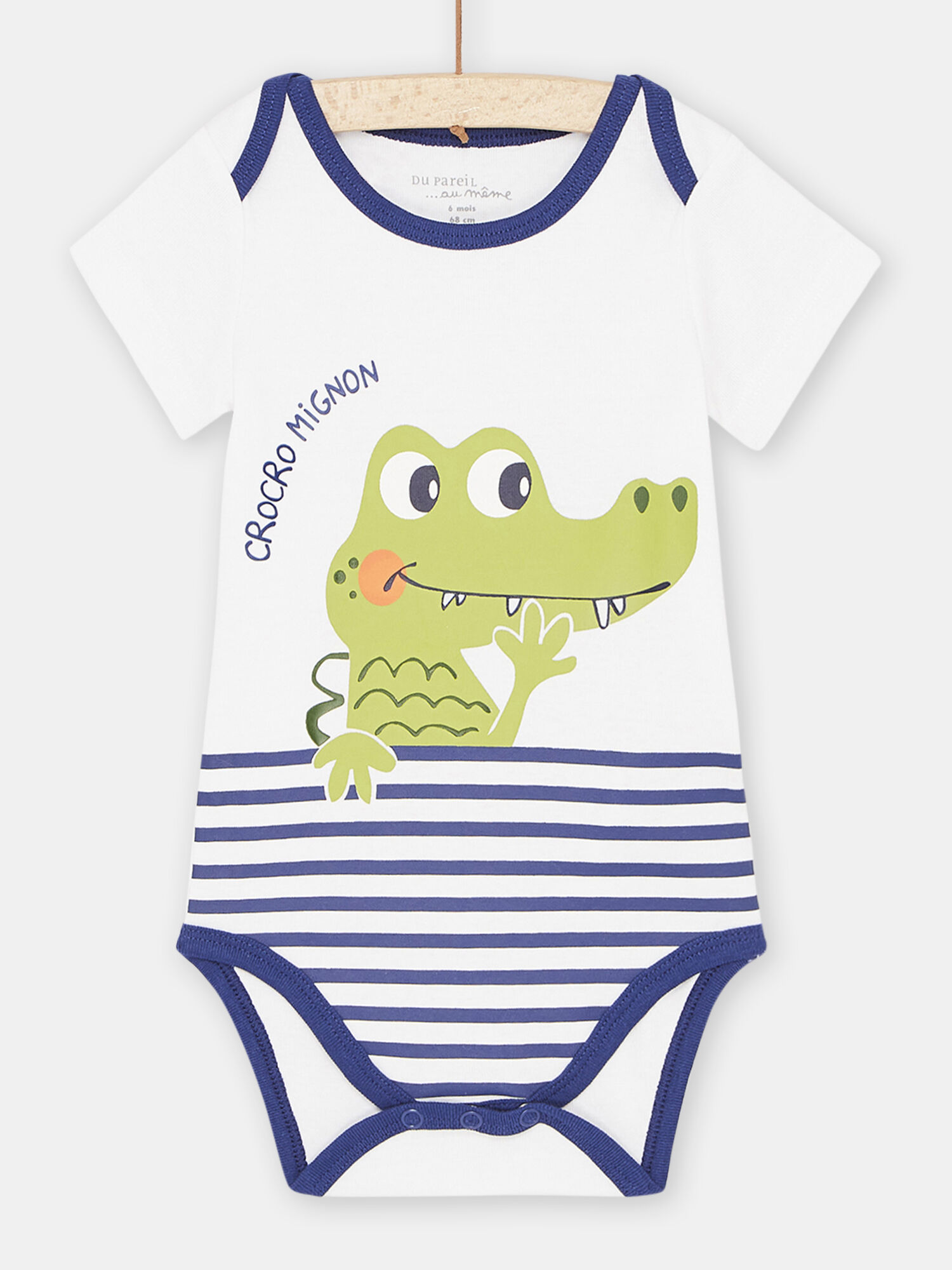 Body blanc et bleu marine a motif crocodile bebe garcon Body DPAM