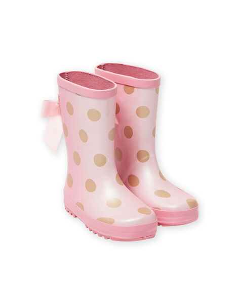 Bottes de pluie roses à pois dorés enfant fille MAPLUIPOIS / 21XK3514D0C321