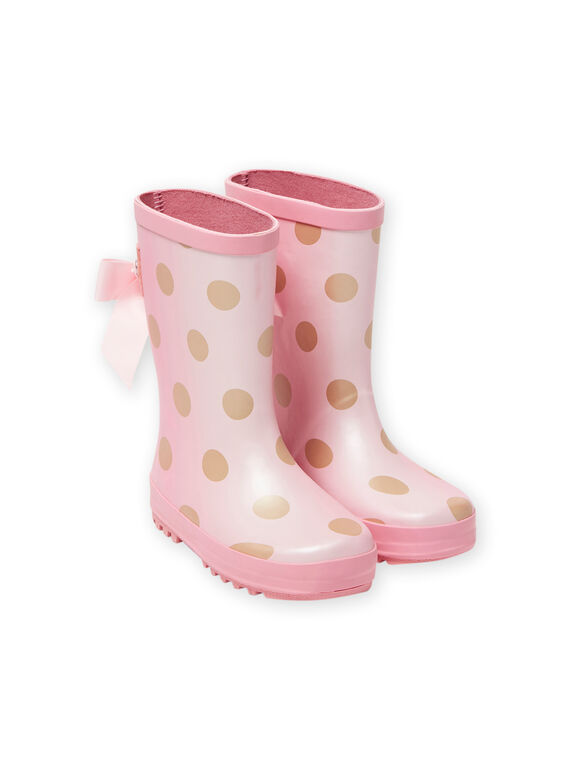 Bottes de pluie roses à pois dorés enfant fille MAPLUIPOIS / 21XK3514D0C321
