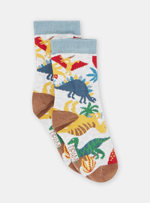 Chaussettes grises à imprimé dinosaures garçon SYOJOCHO2 / 23WI02B4SOQJ922