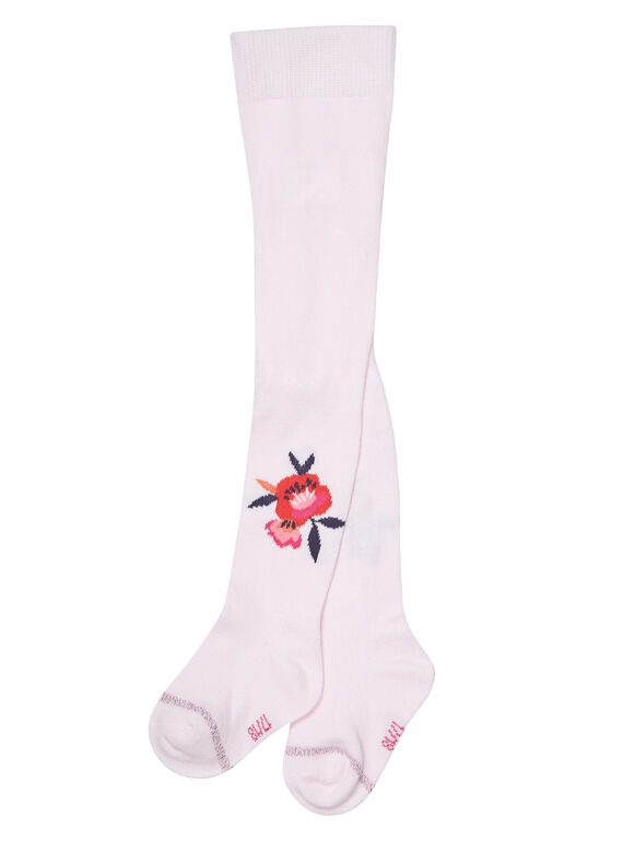 Collant bébé fille rose pale avec motif fleur sur le côté JYIVICOL1 / 20SI09D1COLD310