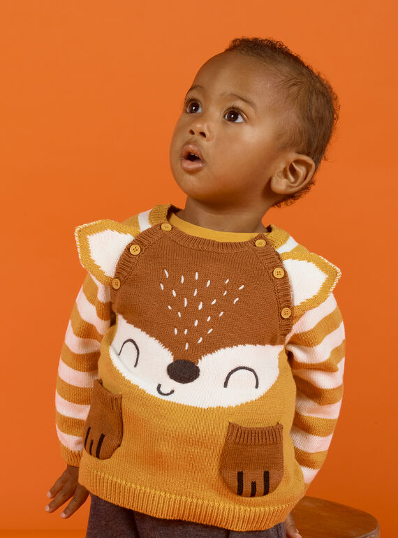 Pull jaune moutarde bébé garçon MUSAUPUL / 21WG10P1PULB106