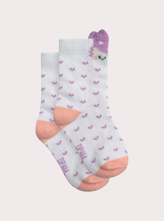 Chaussettes blanches à motif renard pour bébé fille XYIMYSOCK / 25WI09D1SOQA001