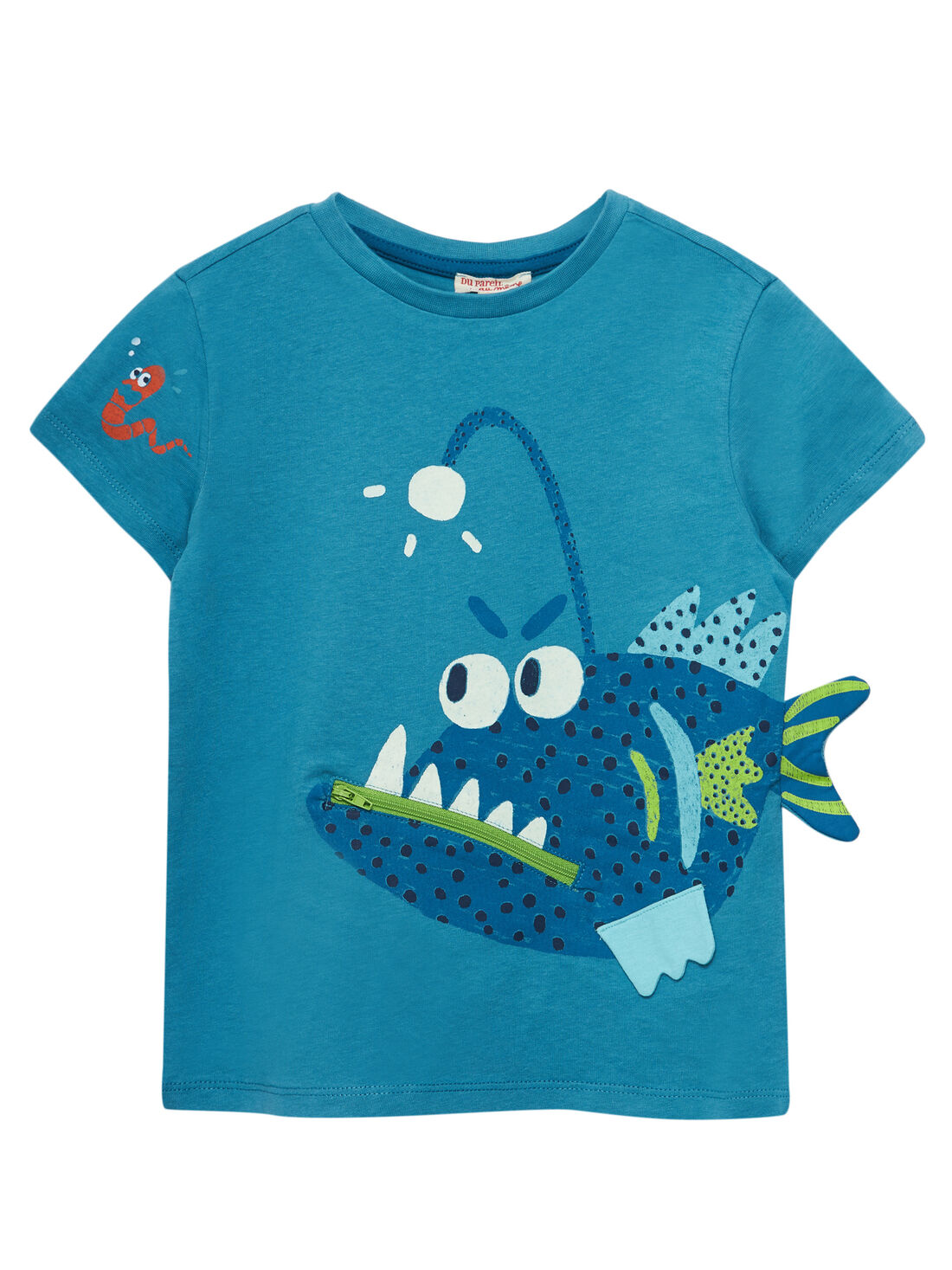 Tee shirt bleu manches courtes gar on poisson ludique