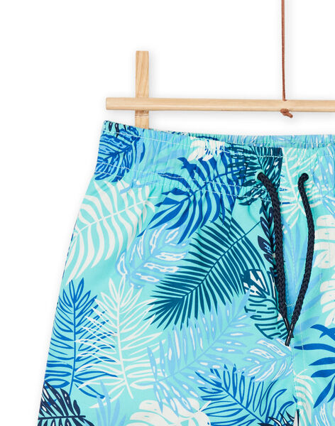 Short de bain bleu à imprimé feuilles RYOMERBOXTRO / 23SI02R6MAIC200