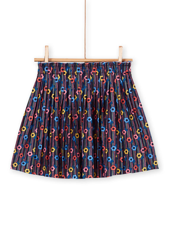 Jupe rose et bleue imprimé fleuri enfant fille LAHAJUP / 21S901X1JUP070