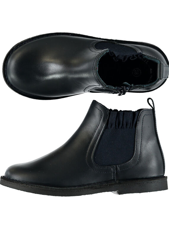 Chelsea boots cuir marine enfant fille GFBOOTCHE / 19WK35IAD0D070