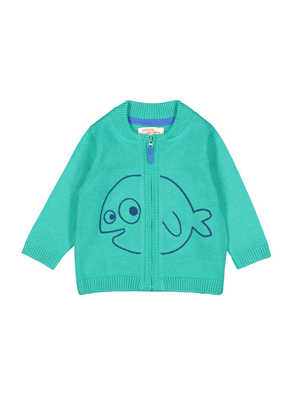 Gilet zippé vert en maille bébé garçon FUJOGIL4 / 19SG1034GIL210